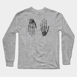 Double Hand Skeletal Diagram - Vintage Anatomy Long Sleeve T-Shirt